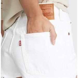 Levi white denim shorts